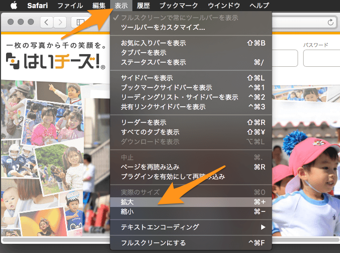 文字サイズ変更方法「Safariの場合」
