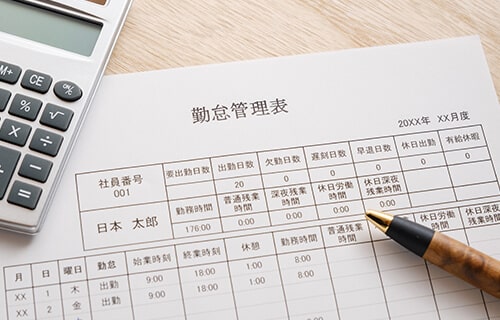 出退勤時刻の記録、勤怠の予実管理